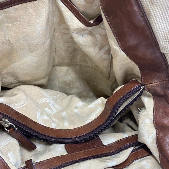 Michael Kors M Tan Brown Interwoven Shoulder Bag - Picture 7 of 11